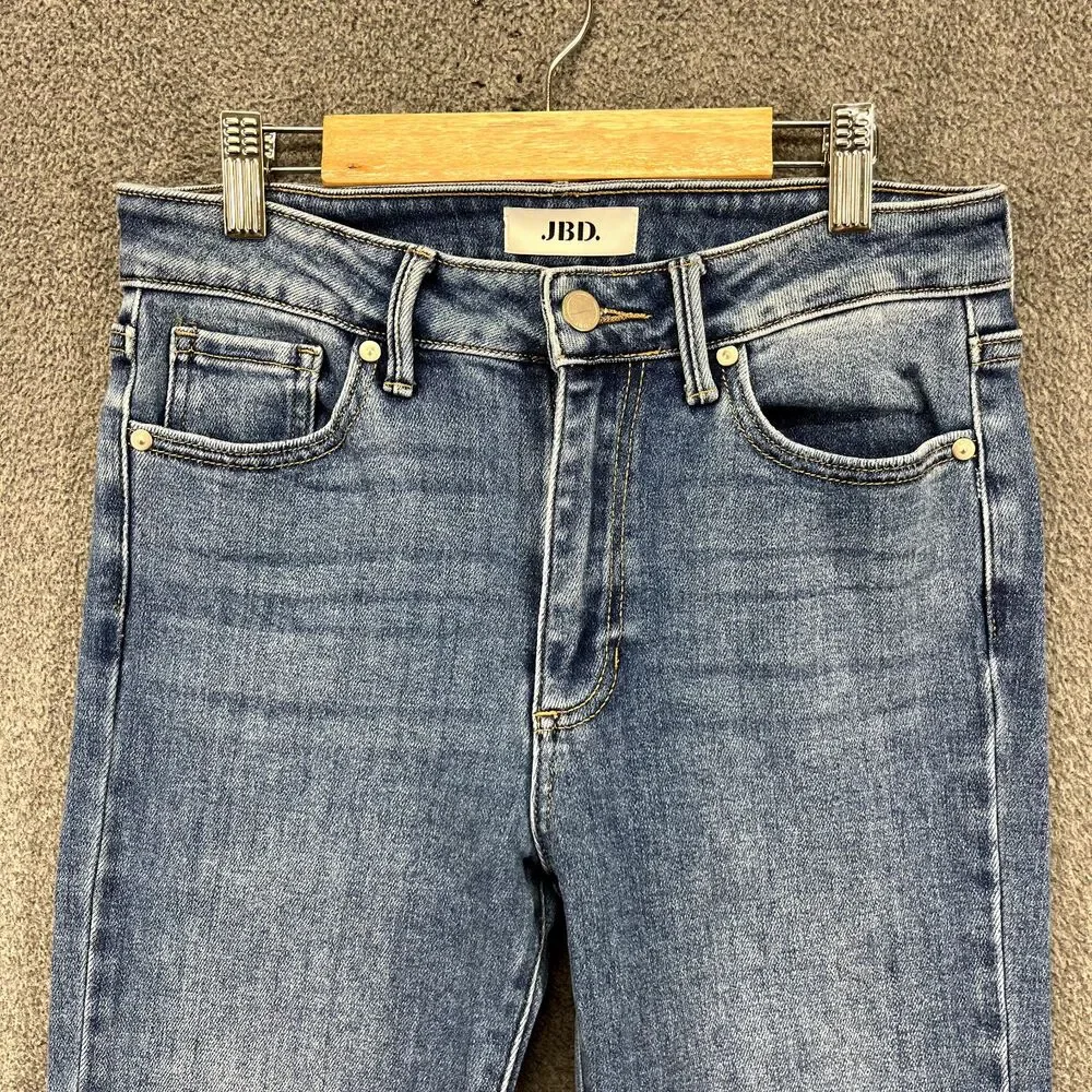 JBD Jeans Y2K Womens 26 Blue‎ Frayed Raw Hem Flared Cropped Youth